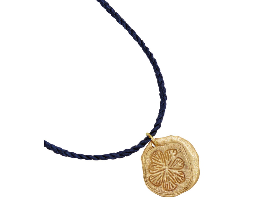 Gold Lemon Slice & Silk Cord Necklace