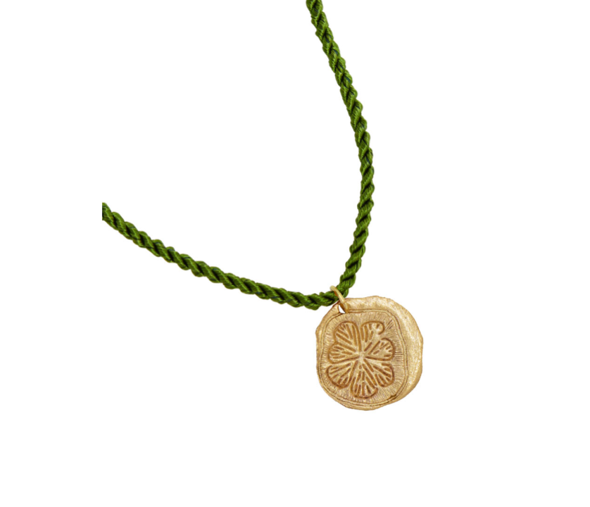 Gold Lemon Slice & Silk Cord Necklace