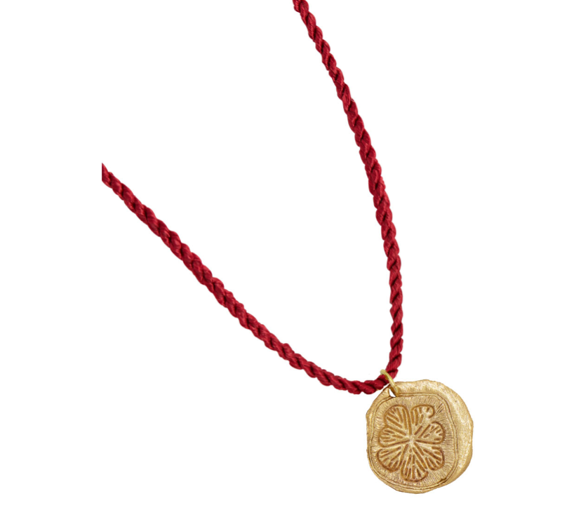 Gold Lemon Slice & Silk Cord Necklace
