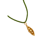 Gold Pea in a Pod & Silk Cord Necklace