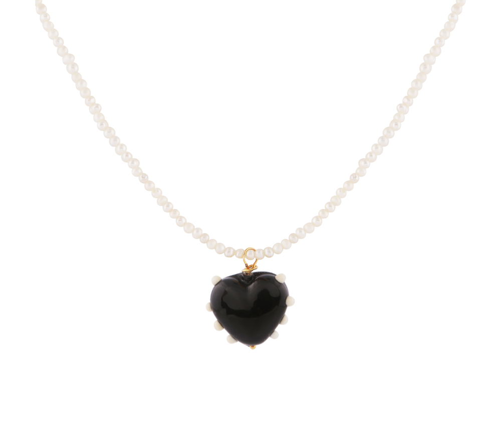 Milagros Heart & Pearl Necklace