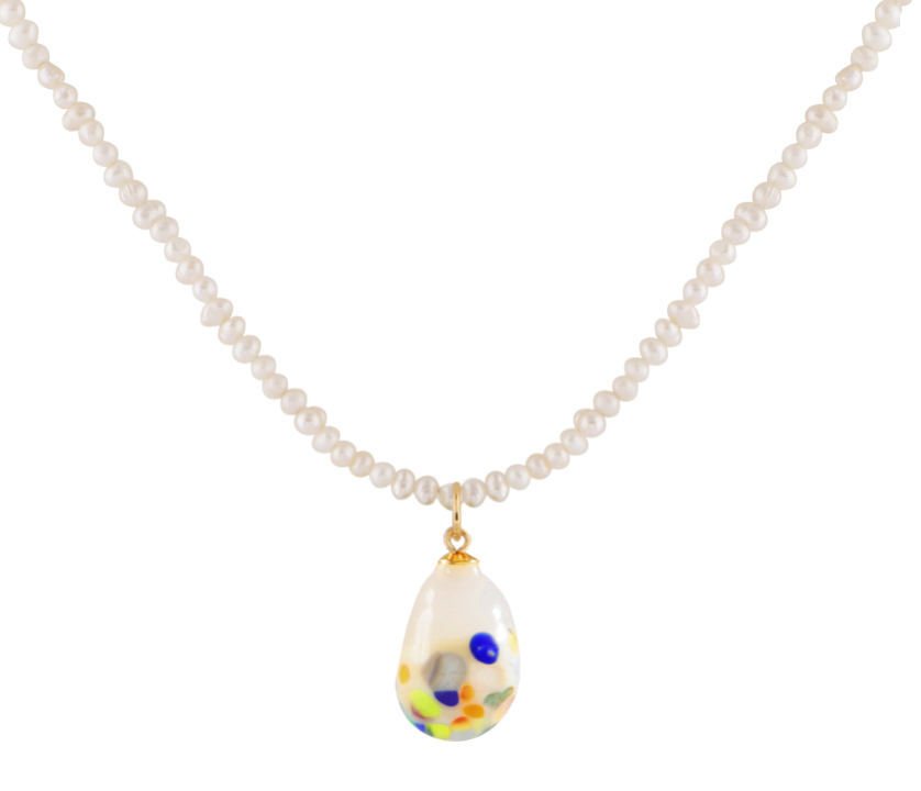 XL Zero Waste Glass Baroque Pearl & Pearl Necklace