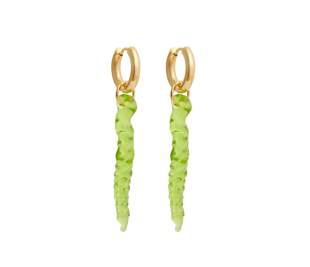 Posidonia Green Glass Earrings