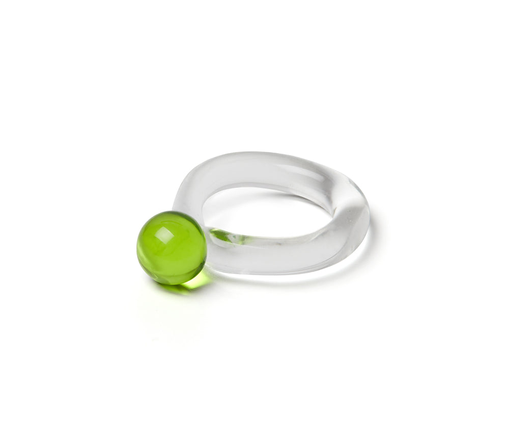 Bolita Lime Green Glass Ring