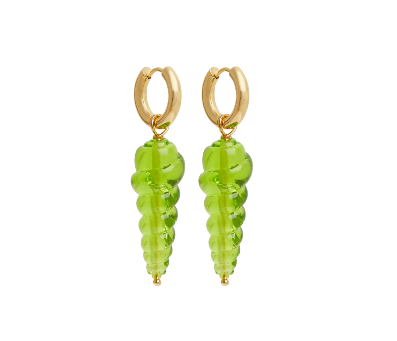 Sea Shell Green Glass Earrings