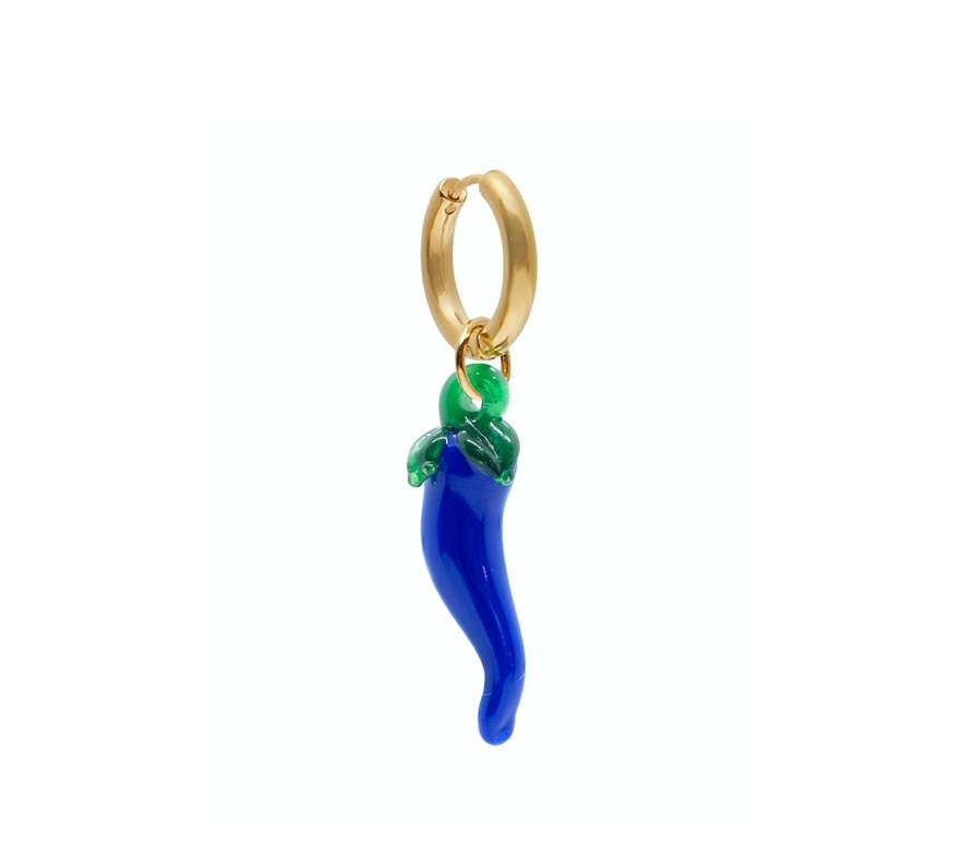 Jalapeño Pepper Blue Glass Earring