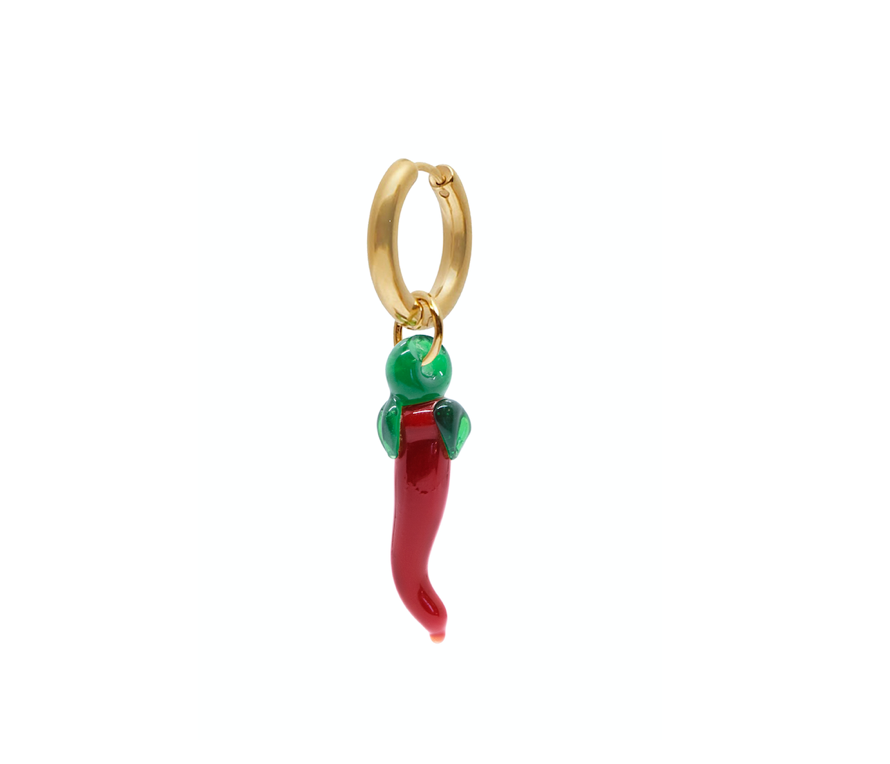 Jalapeño Pepper Red Glass Earring