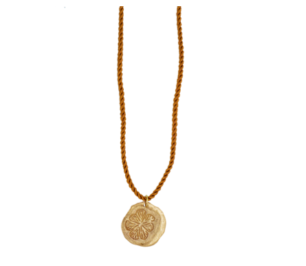 Gold Lemon Slice & Silk Cord Necklace