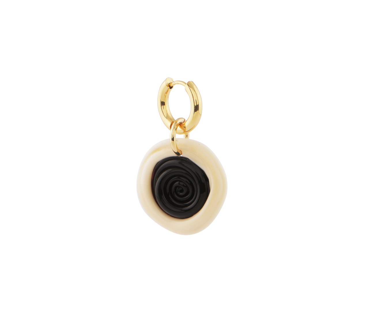 Sea Urchin Inner Black & Ivory Glass Earring