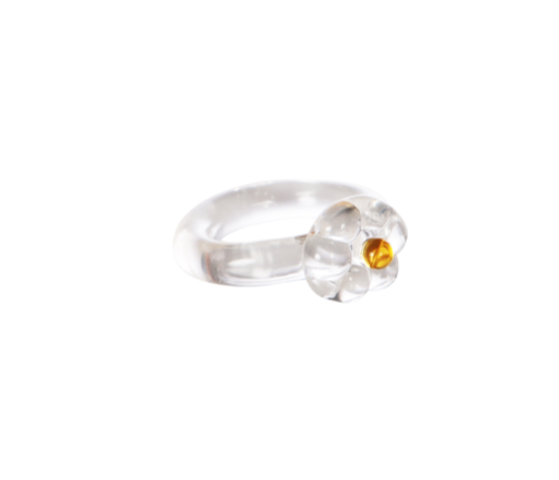 Daisy Clear & Amber Dot Glass Ring