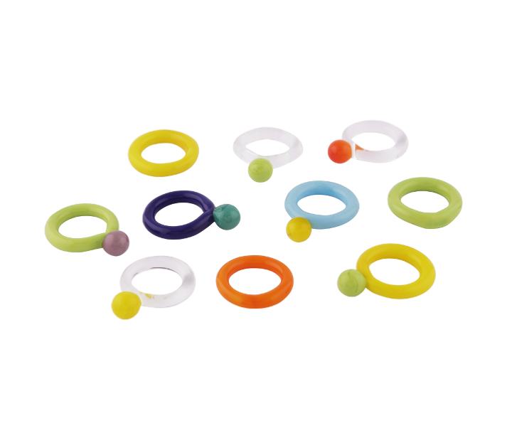 Bolita Combo Yellow & Lime Glass Ring