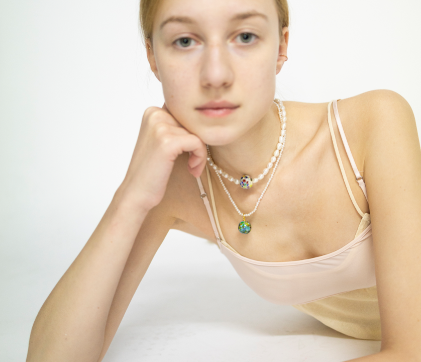Zero Waste Orbit Pendant Pearl Necklace