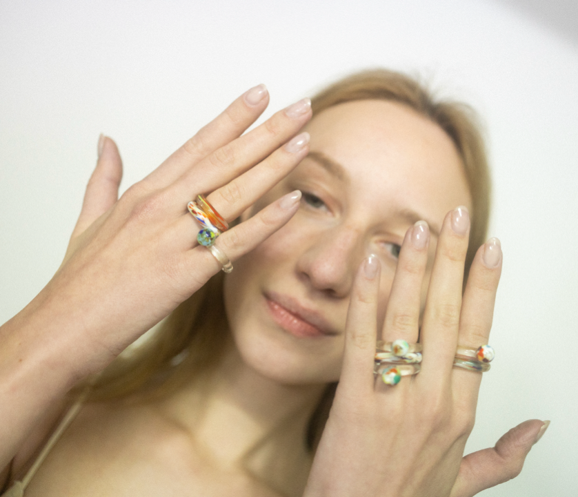 Linea Zero Waste Ivory Glass Ring