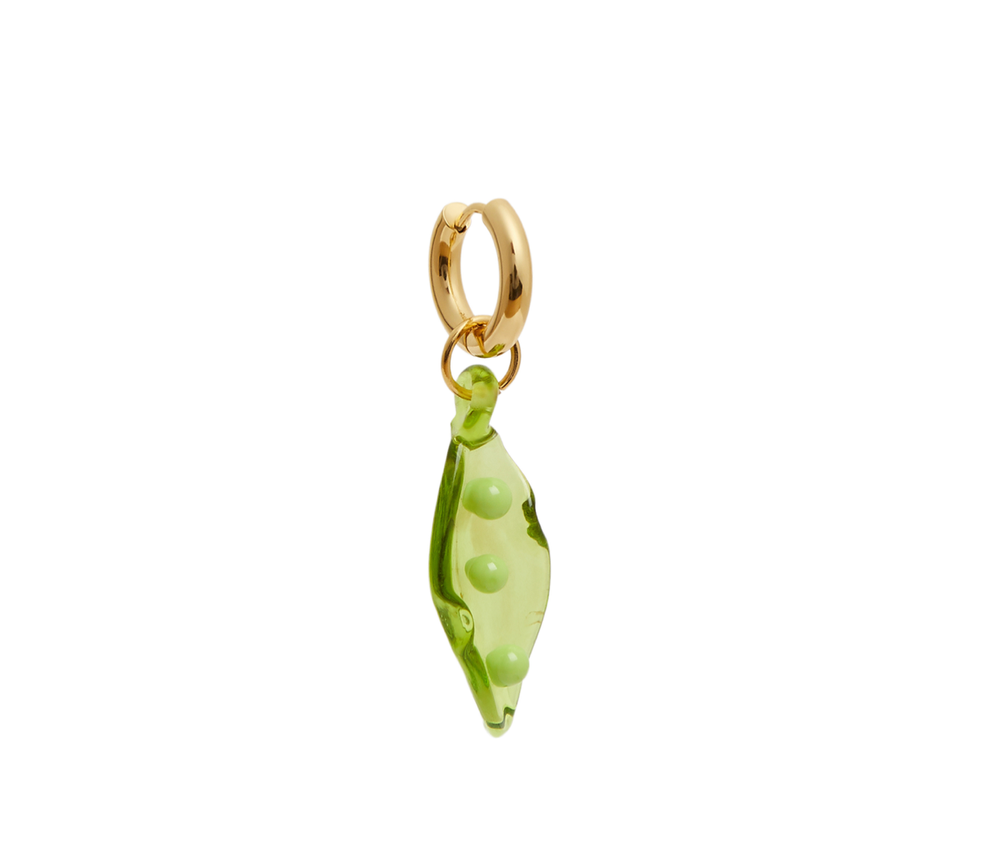 Pea in a Pod See Through Green Glass Earring