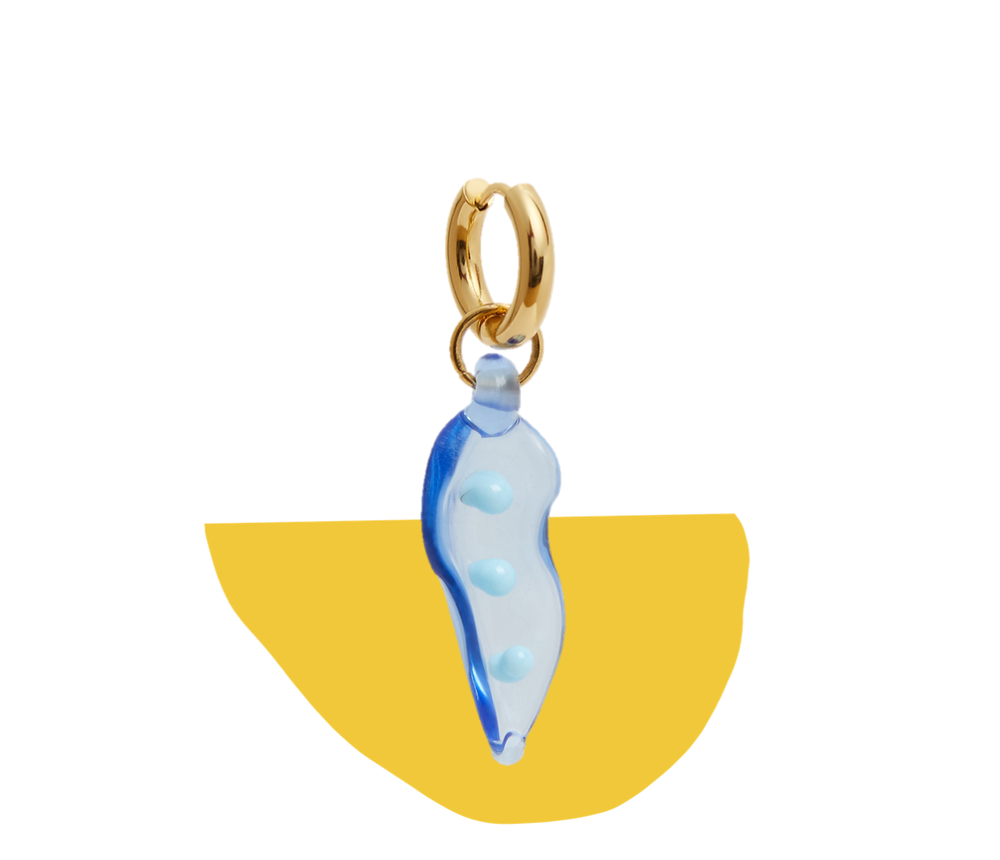 Pea in a Pod See Through BB Blue Glass Earring