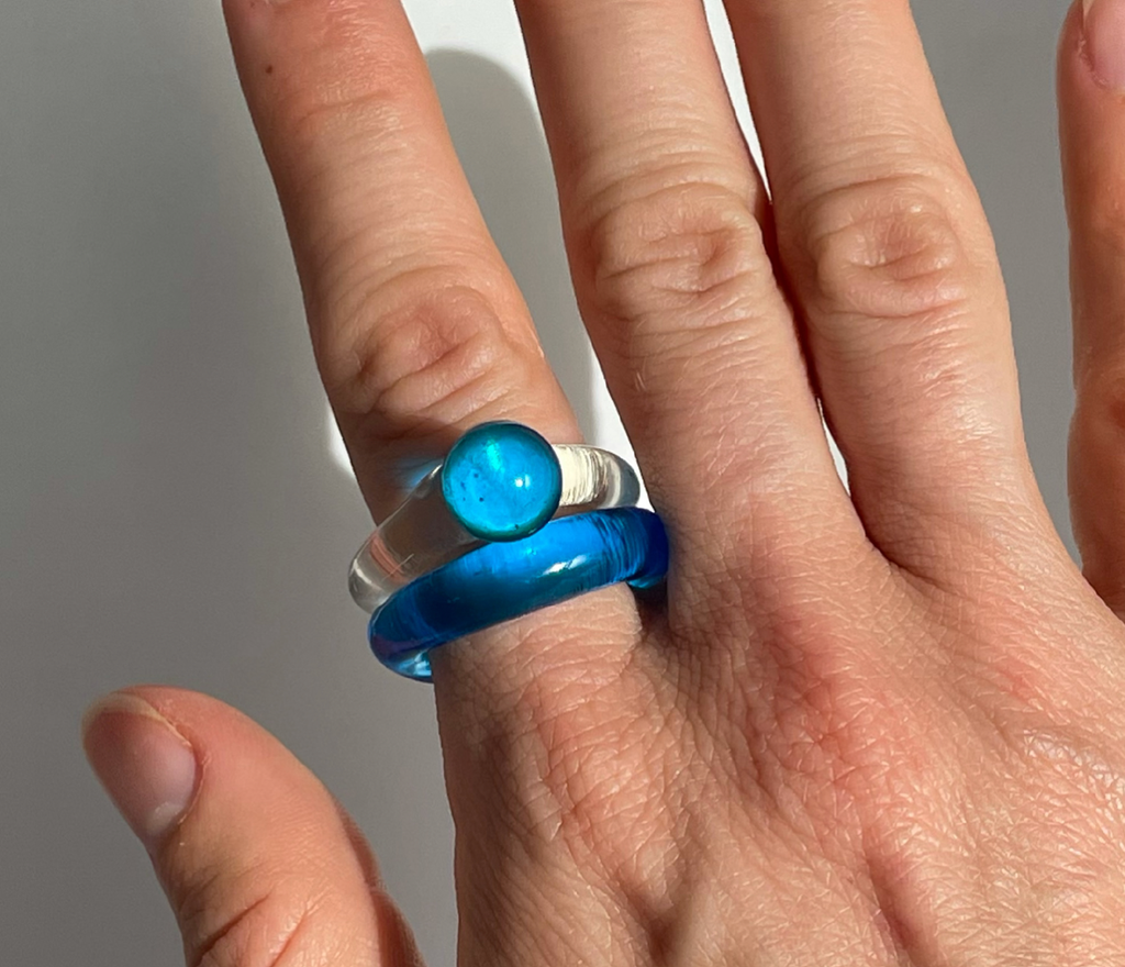 Linea Blue Glass Ring – sandralexandra