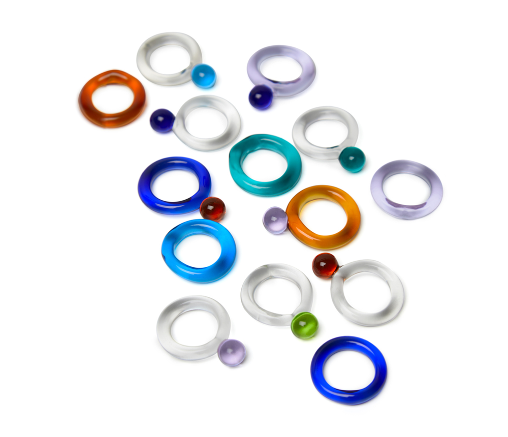 Bolita Combo Amber & Lavender Glass Ring