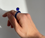 Linea Navy Blue Glass Ring