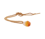 XL Glass Baroque Amber Pearl & Silk Cord Necklace