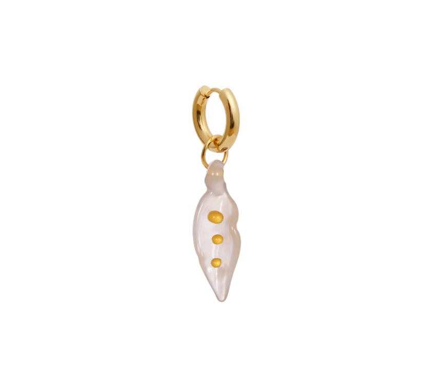 Pea in a Pod See Through Pearl & Amber Glass Earring