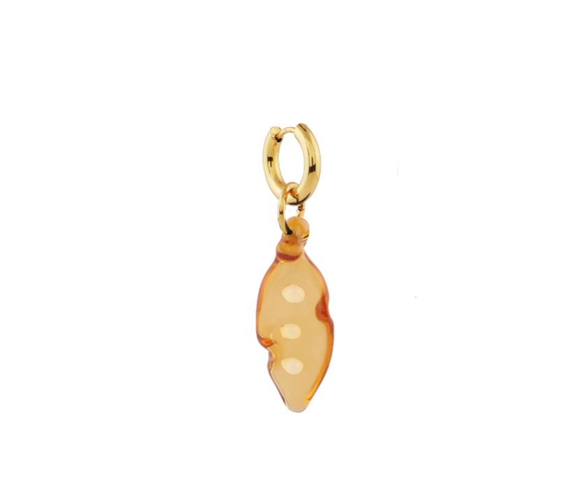 Pea in a Pod See Through Amber & Pearl Glass Earring