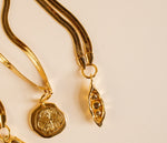 Gold Pea in a Pod & Snake Chain Necklace