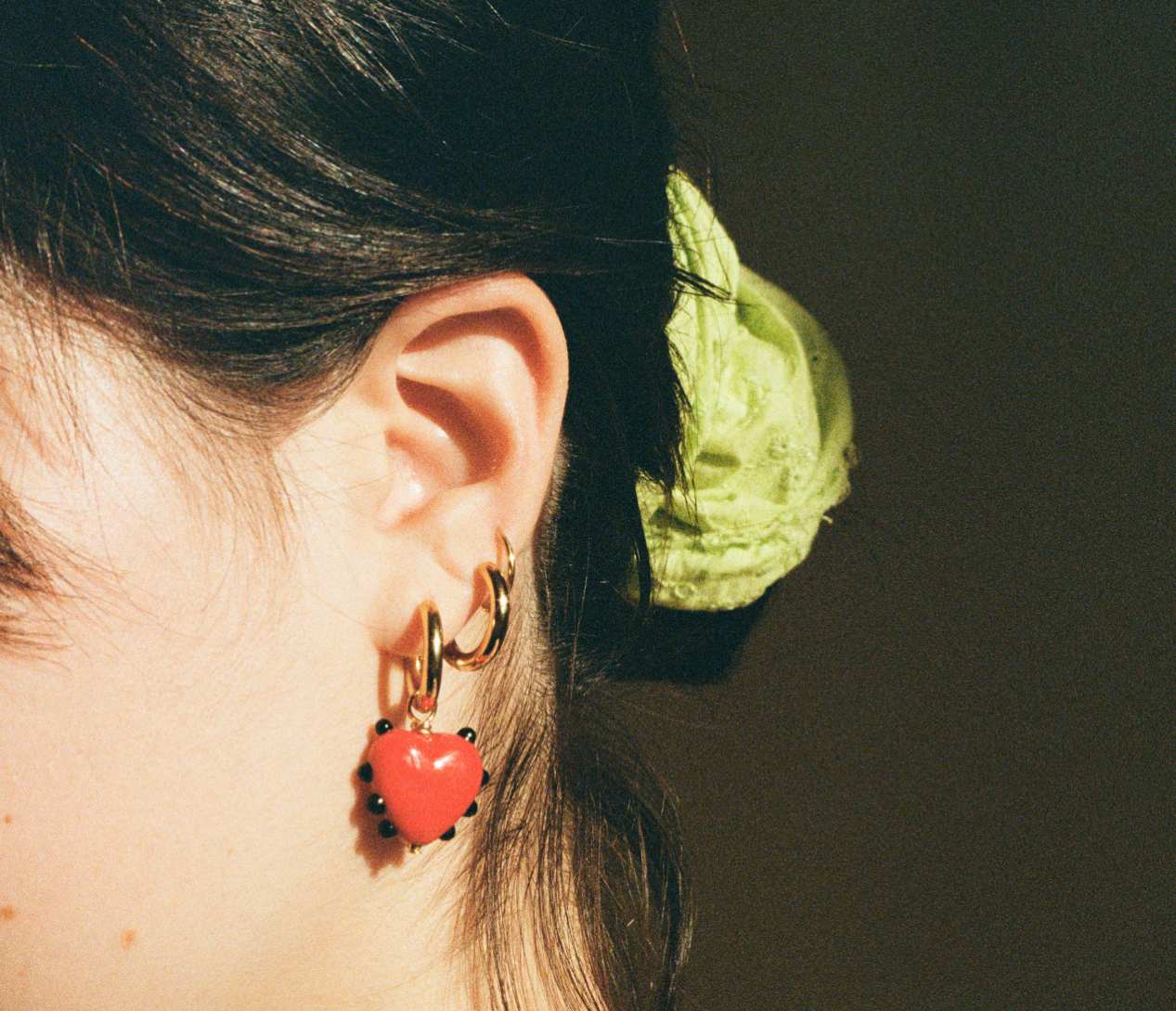 Milagros Heart Red Earring