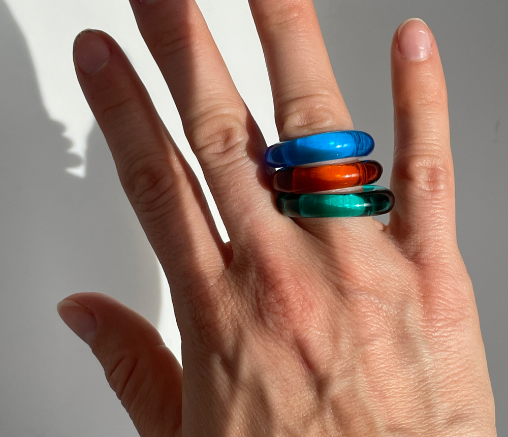 Linea Blue Glass Ring