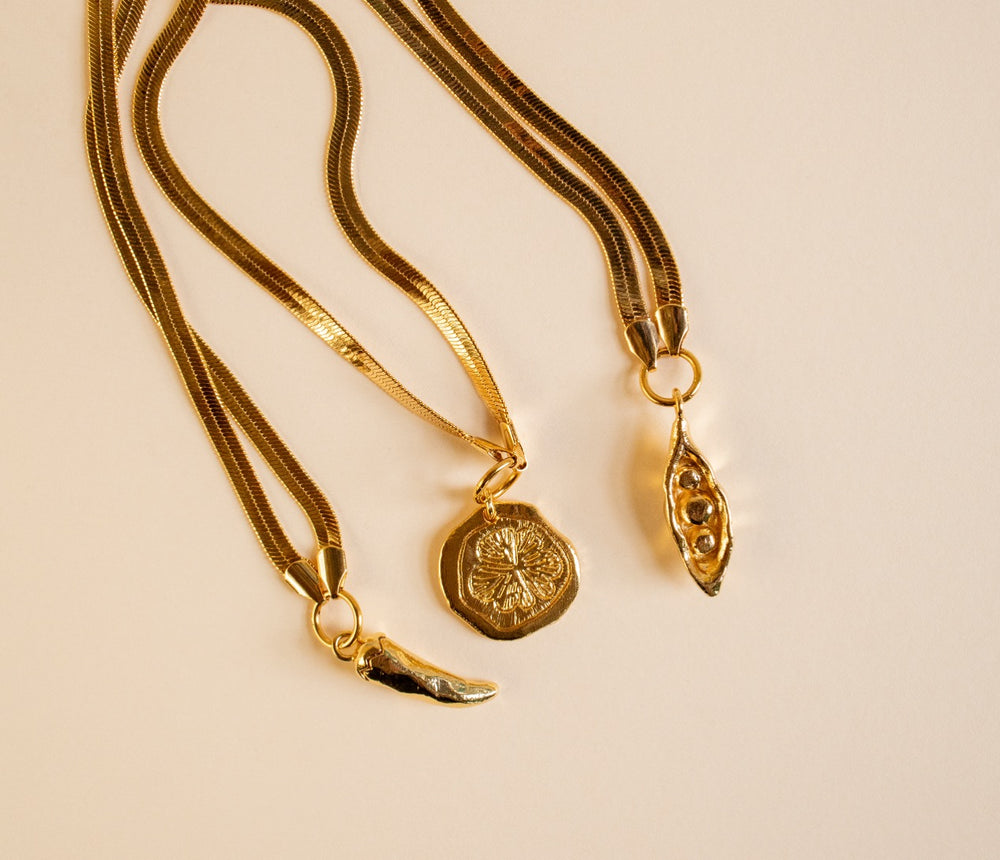 Gold Chilli & Snake Chain Necklace